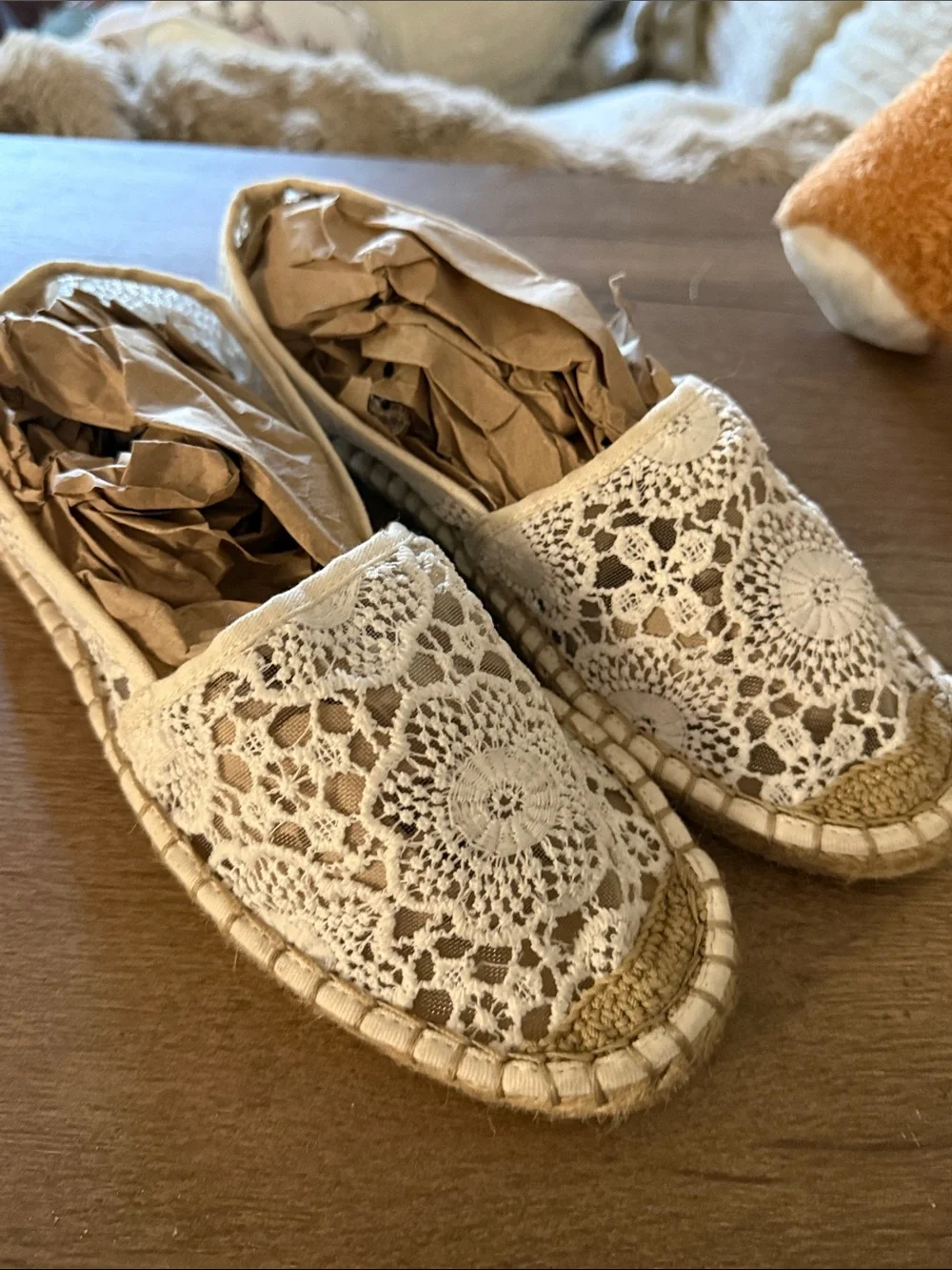 Women's Crochet Espadrille Slip-Ons - Cream